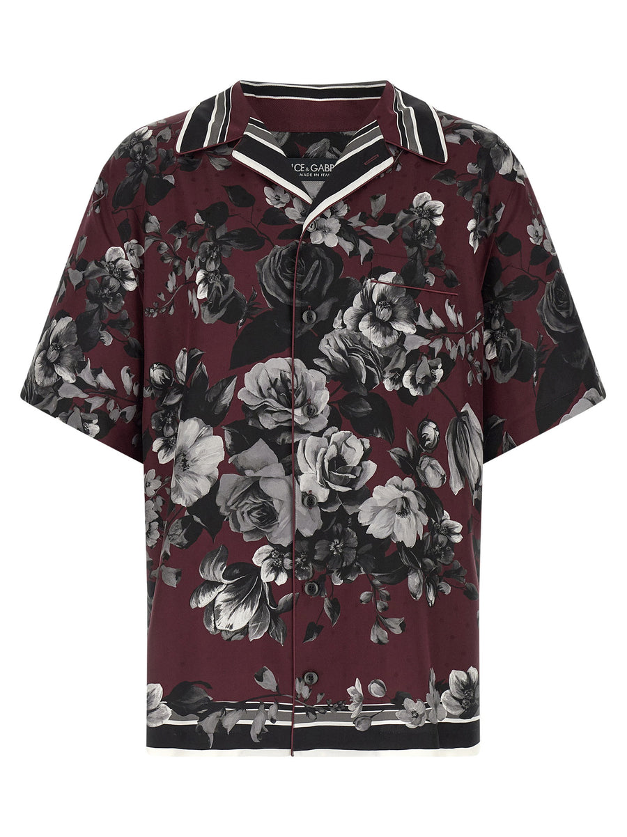 Dolce and Gabbana Bouquet Fiori Silk Jacquard Shirt for Men