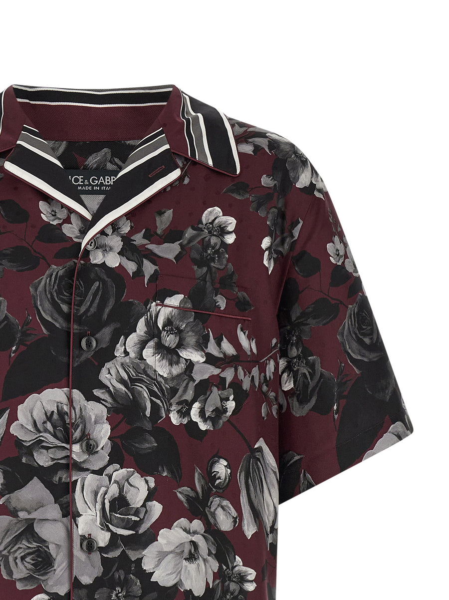 Dolce and Gabbana Bouquet Fiori Silk Jacquard Shirt for Men