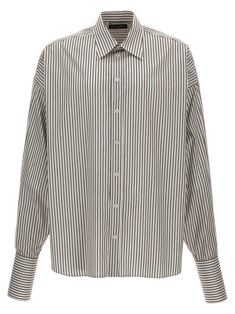 Dolce And Gabbana Multicolor Striped Shirt Luxurious Oversized Fit 100 Percent Cotton Poplin For Men