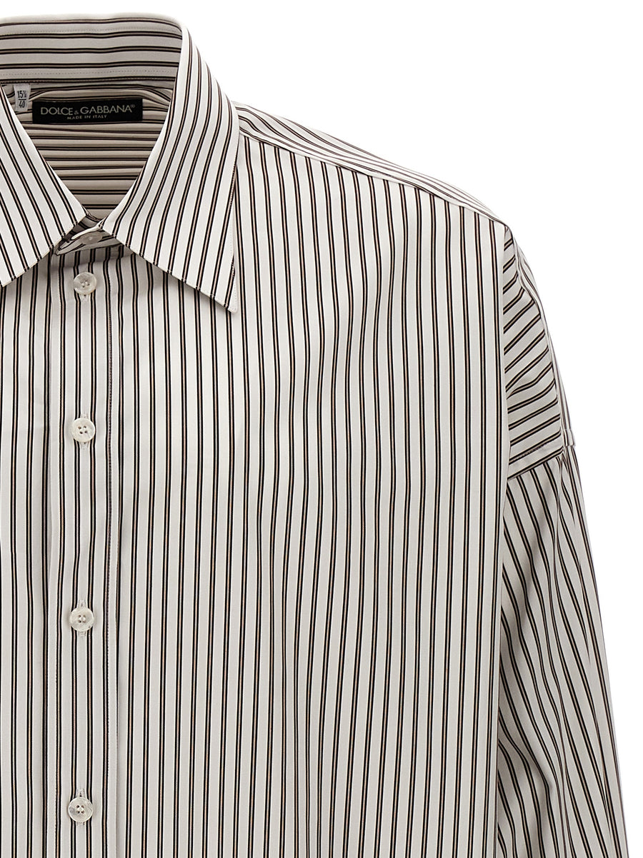 Dolce And Gabbana Multicolor Striped Shirt Luxurious Oversized Fit 100 Percent Cotton Poplin For Men