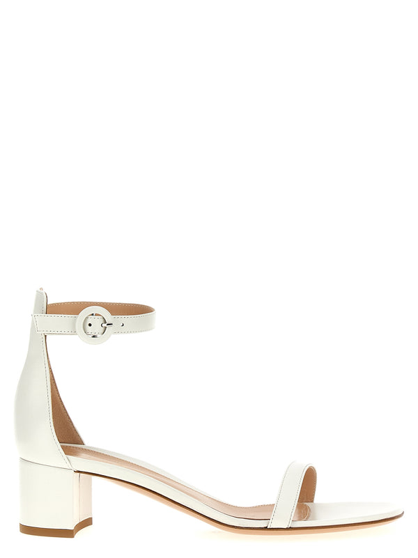Gianvito Rossi Gaeta Sandals White Nappa Leather Ankle Strap Luxury For Women Day To Night