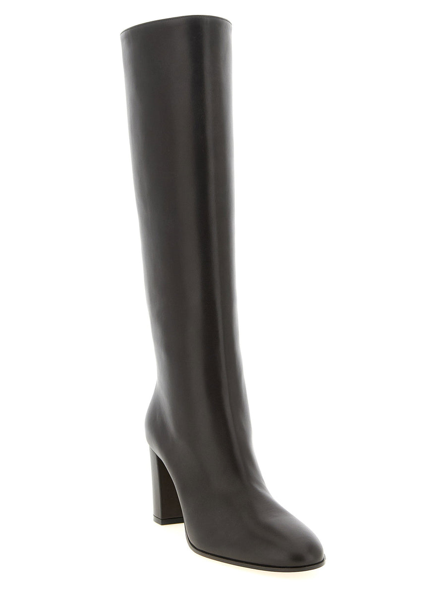 Gianvito Rossi Varenne Calfskin Boots with Block Heel in Moka Brown