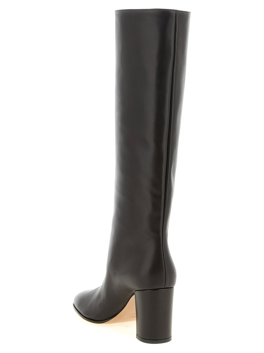 Gianvito Rossi Varenne Calfskin Boots with Block Heel in Moka Brown