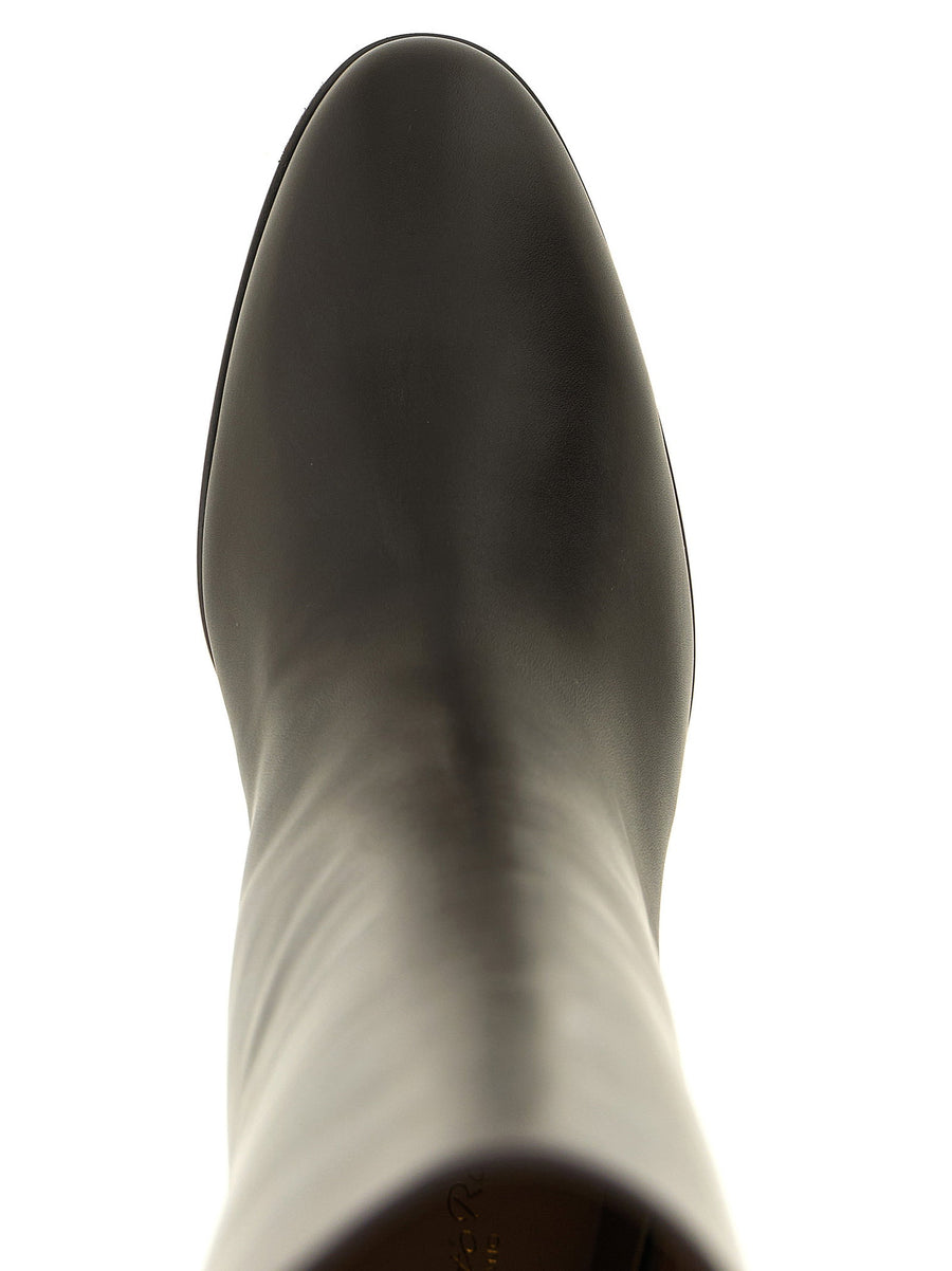 Gianvito Rossi Varenne Calfskin Boots with Block Heel in Moka Brown