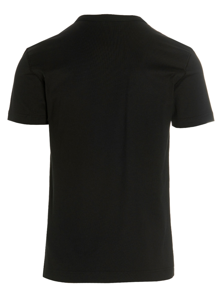 Dolce And Gabbana DG Essential Black Cotton Crewneck T Shirt For Men With Front Logo Plaque