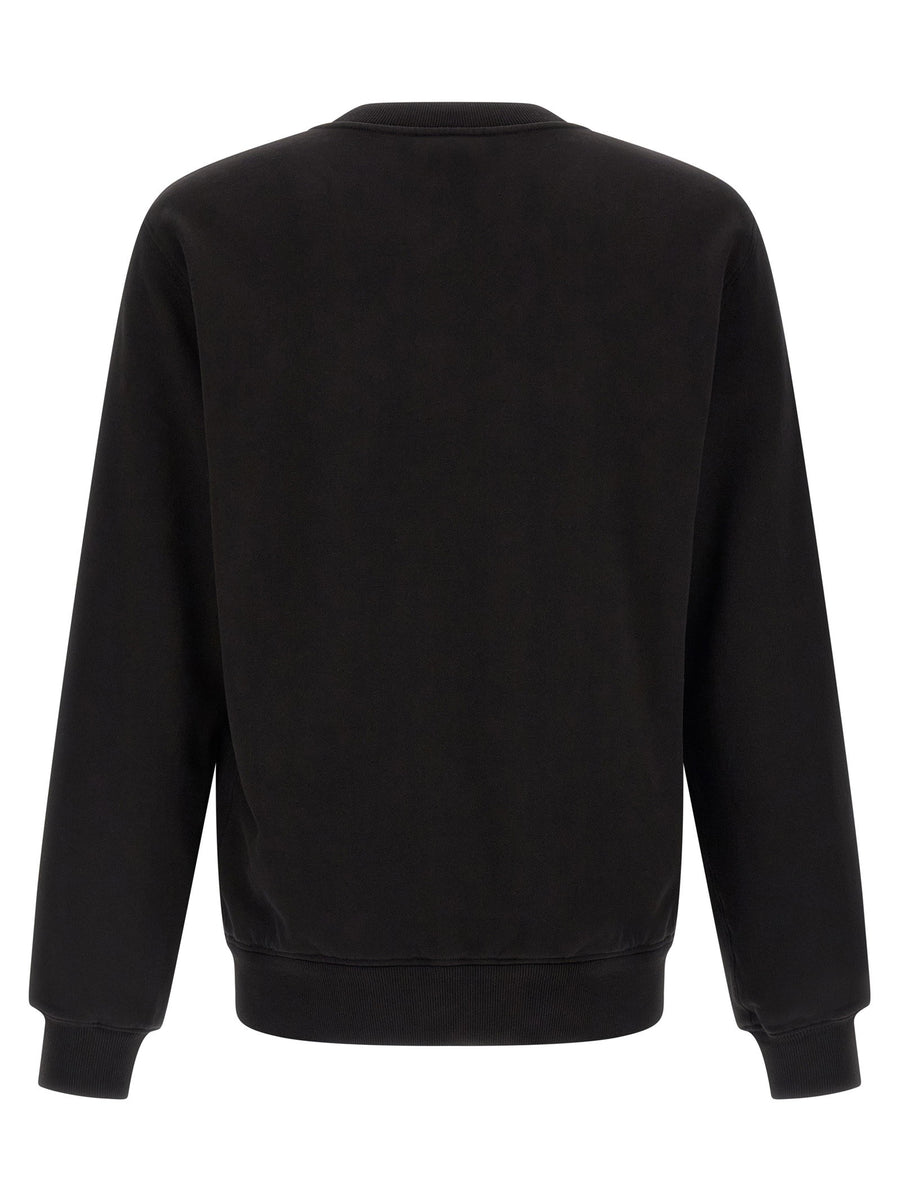Dolce And Gabbana Brushed Cotton Heraldic Patch Sweatshirt For Women Crew Neck Band Hem