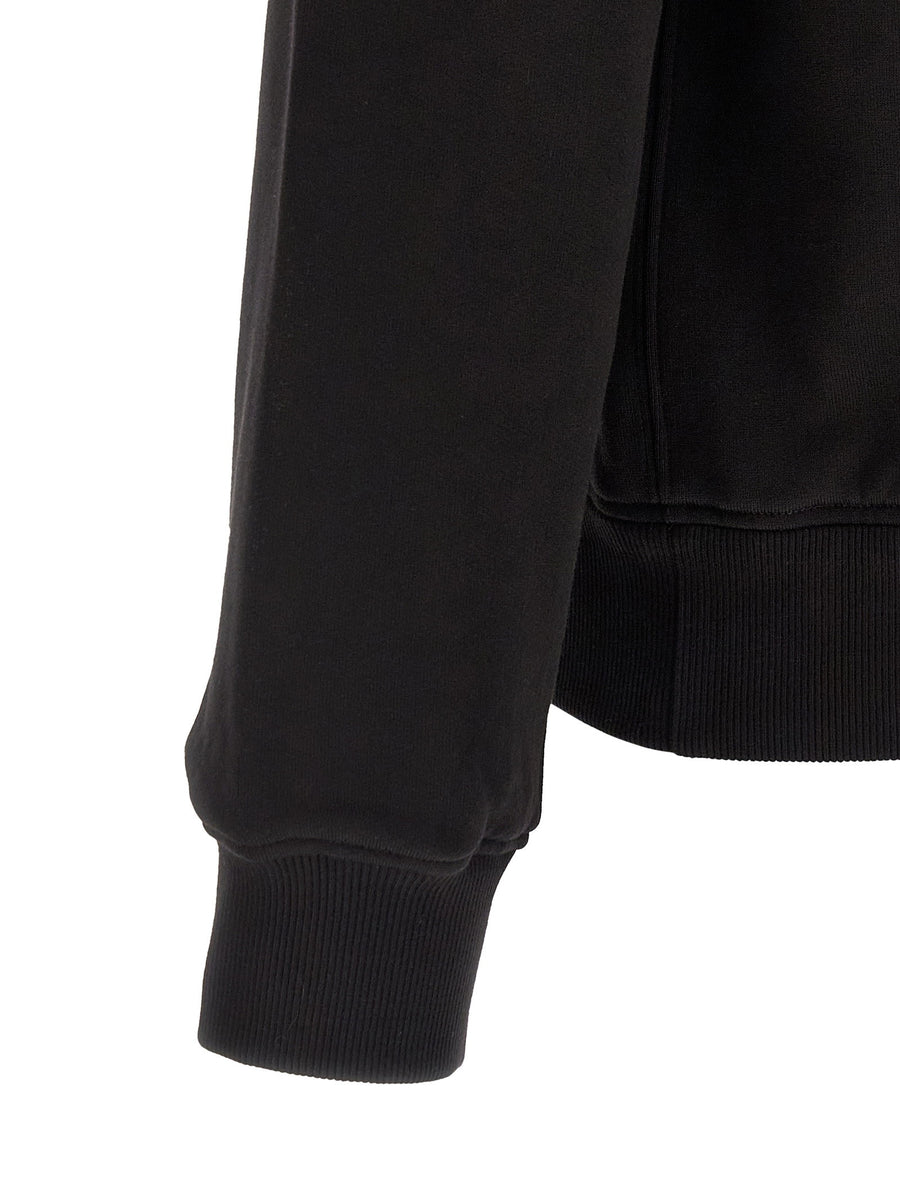Dolce And Gabbana Brushed Cotton Heraldic Patch Sweatshirt For Women Crew Neck Band Hem