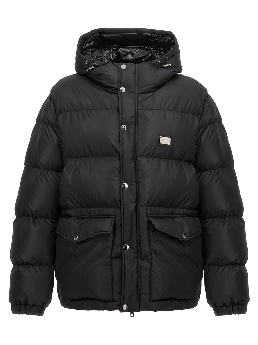 Dolce & Gabbana Logo Plate Down Jacket for Women Luxurious Quilted Warmth and Style