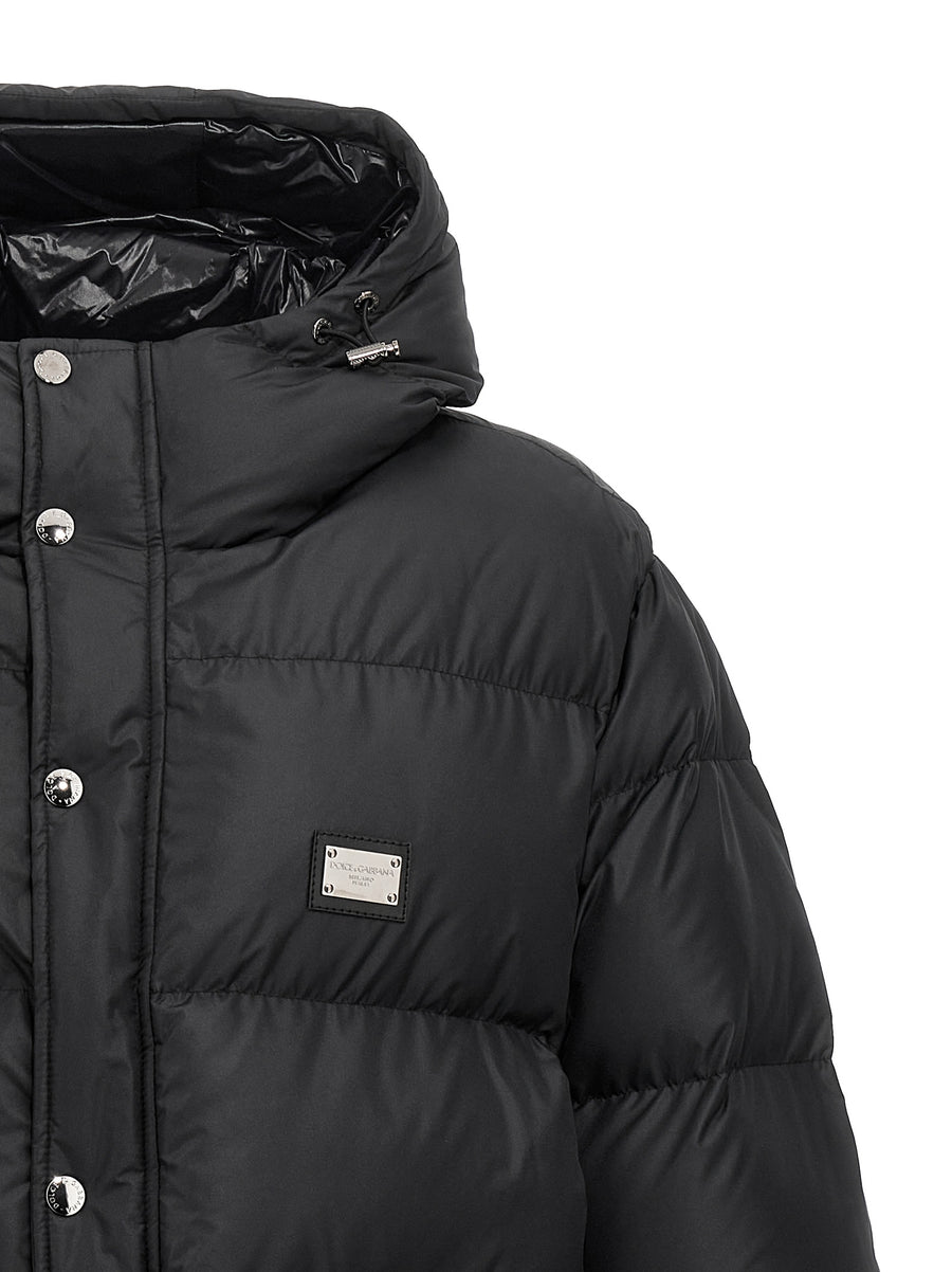 Dolce & Gabbana Logo Plate Down Jacket for Women Luxurious Quilted Warmth and Style