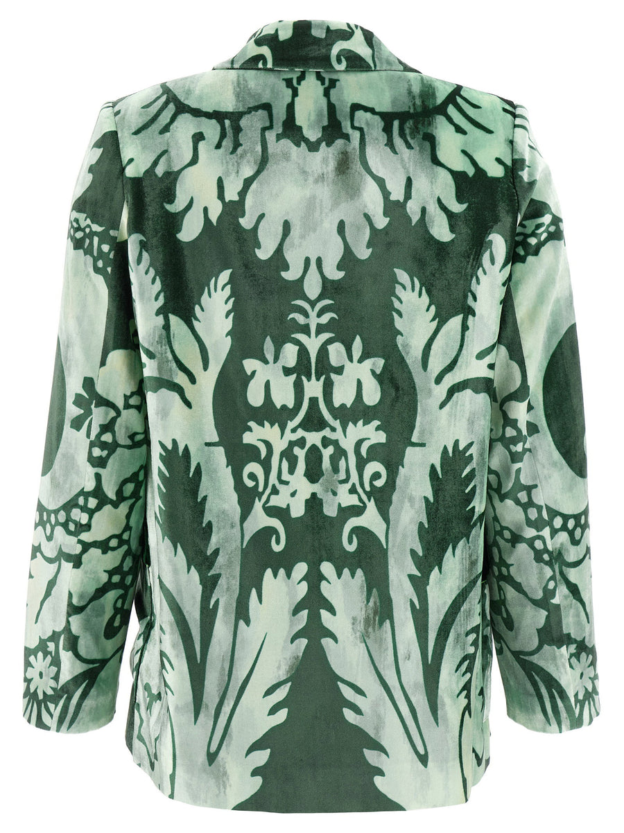 Mereope Blazer By F.r.s. For Restless Sleepers Luxurious Green Velvet Double Breasted Jacket For Women