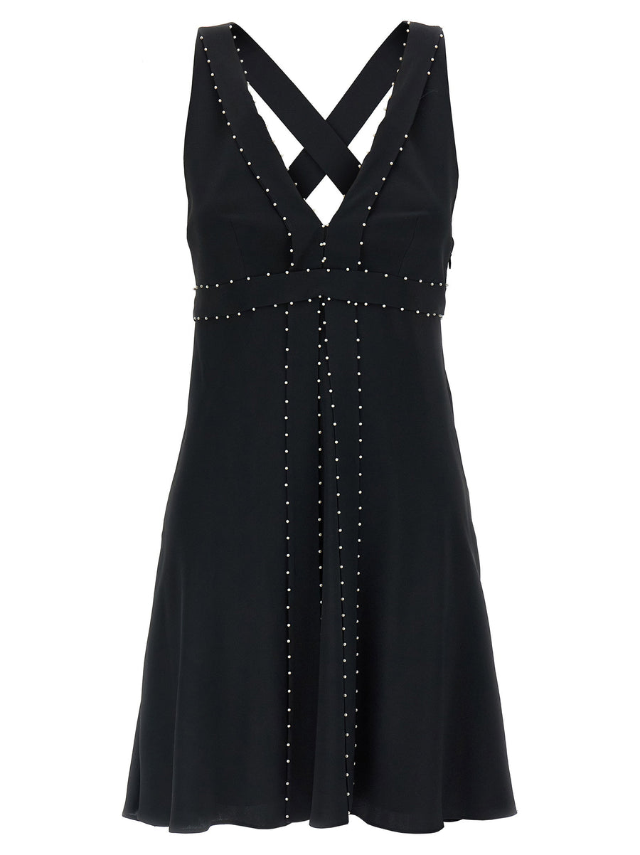 Giovanni Bedin Pearl Dress For Women Elegant Silk Blend Mini With Pearl Applique