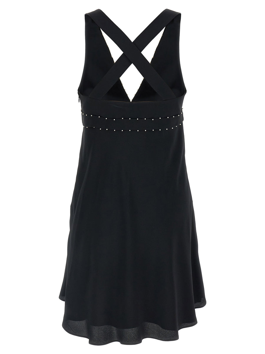 Giovanni Bedin Pearl Dress For Women Elegant Silk Blend Mini With Pearl Applique