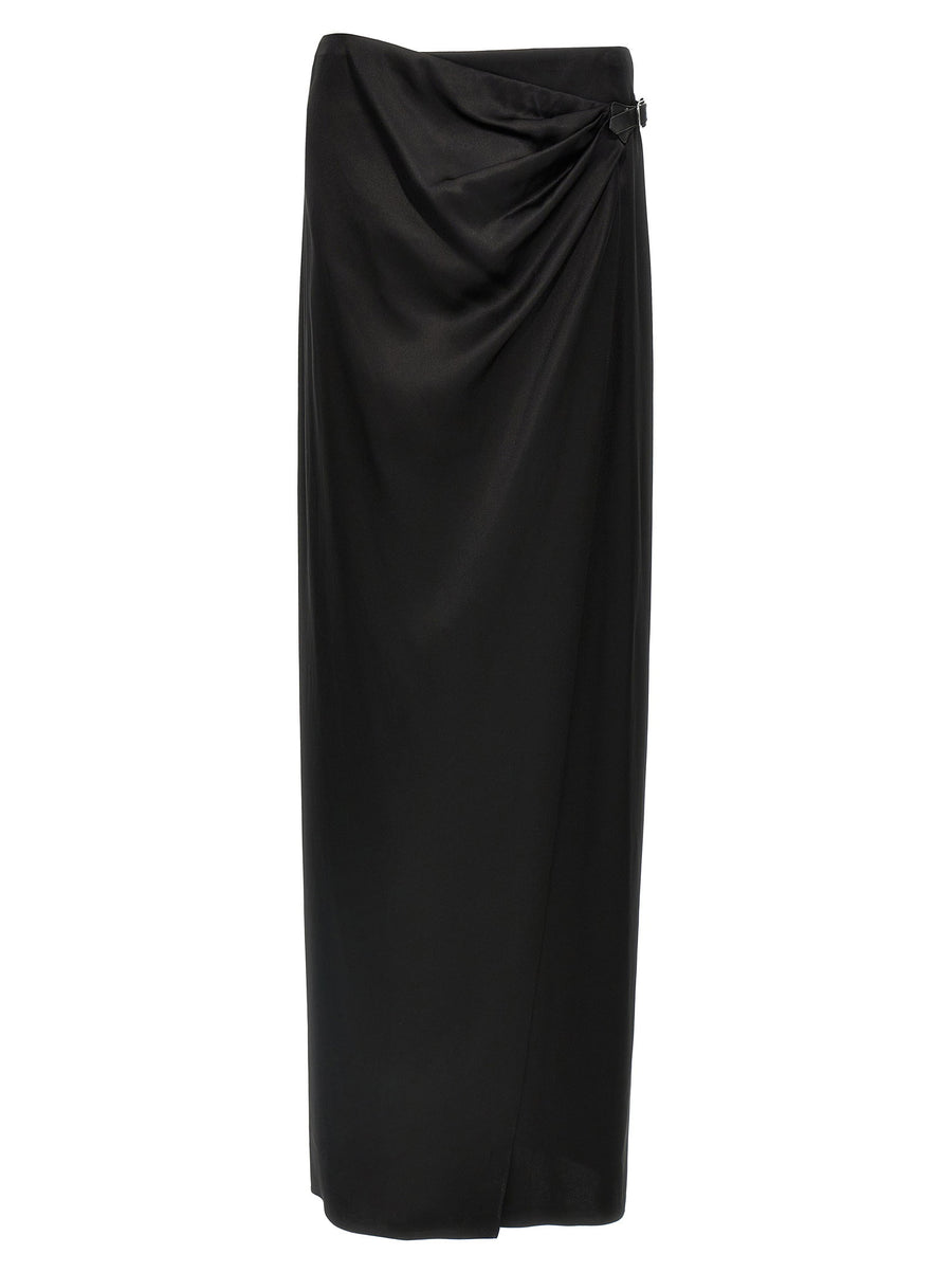 Tom Ford Silk Wrap Skirt Black 100 Percent Silk With Fluid Draping For Women Timeless Luxury