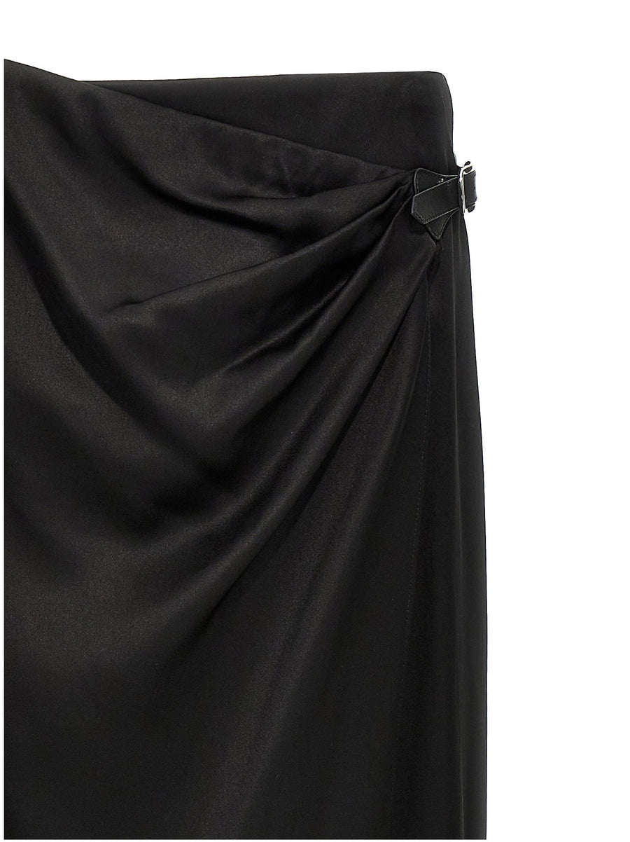 Tom Ford Silk Wrap Skirt Black 100 Percent Silk With Fluid Draping For Women Timeless Luxury