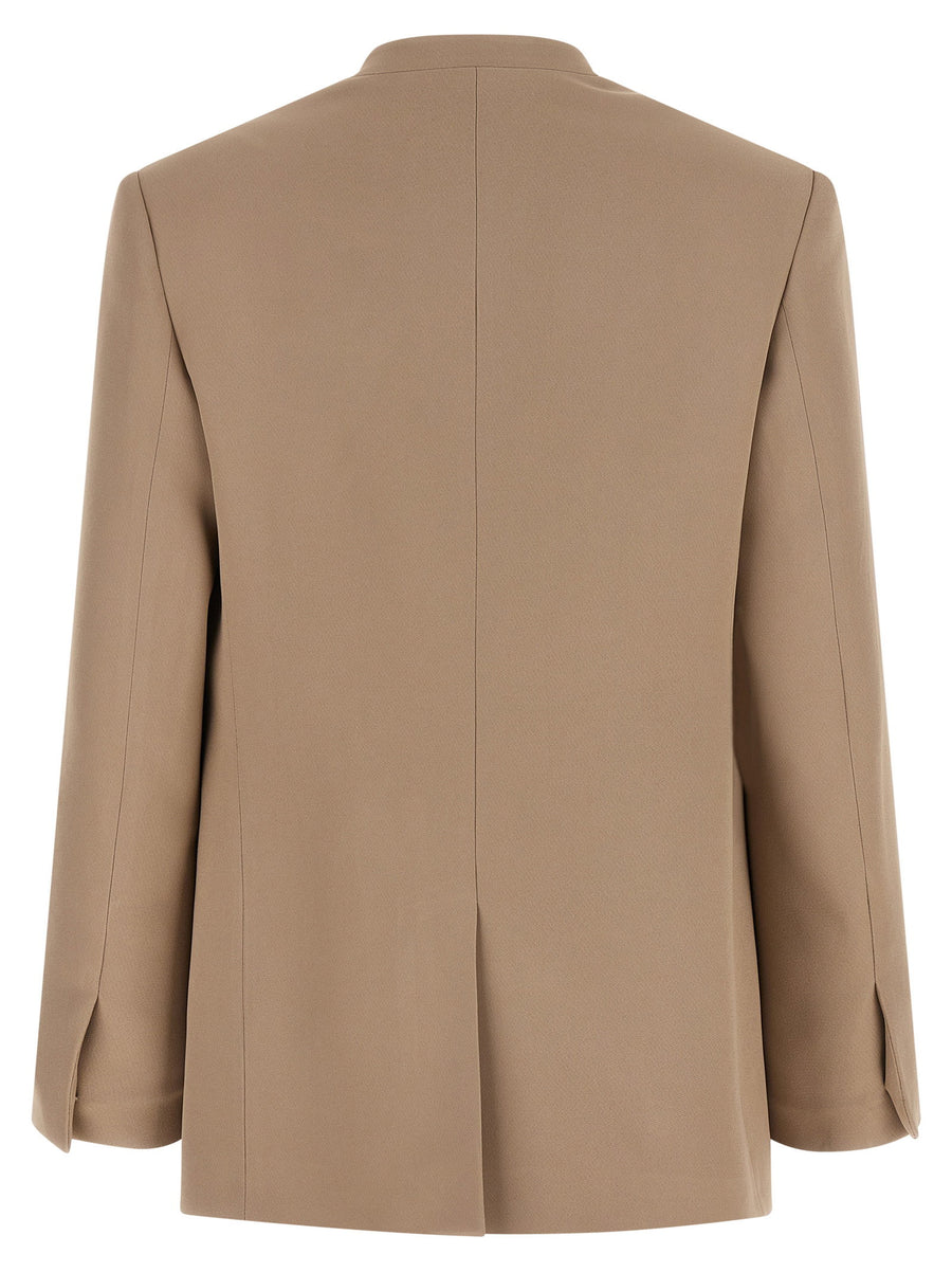 Fabiana Filippi Beige Viscose Acetate Twill Blazer Oversized Fit For Women Luxurious Silky Hand