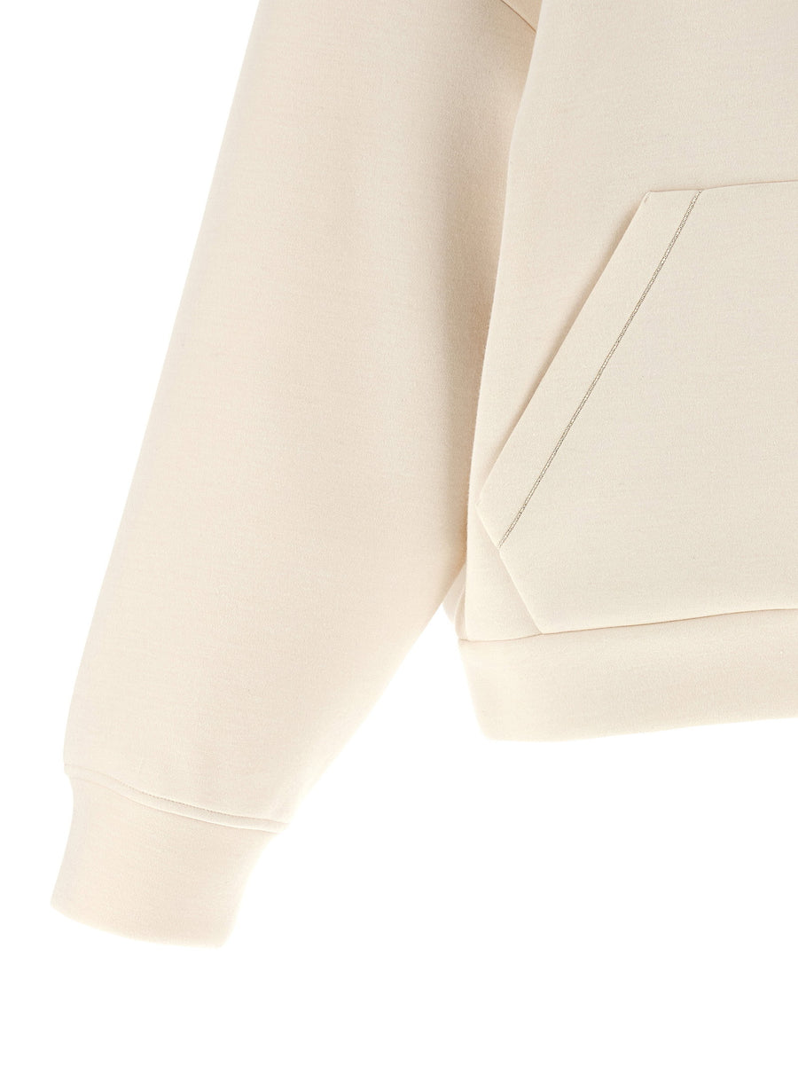 Fabiana Filippi Beige Scuba Cashmere Hoodie With Front Zip