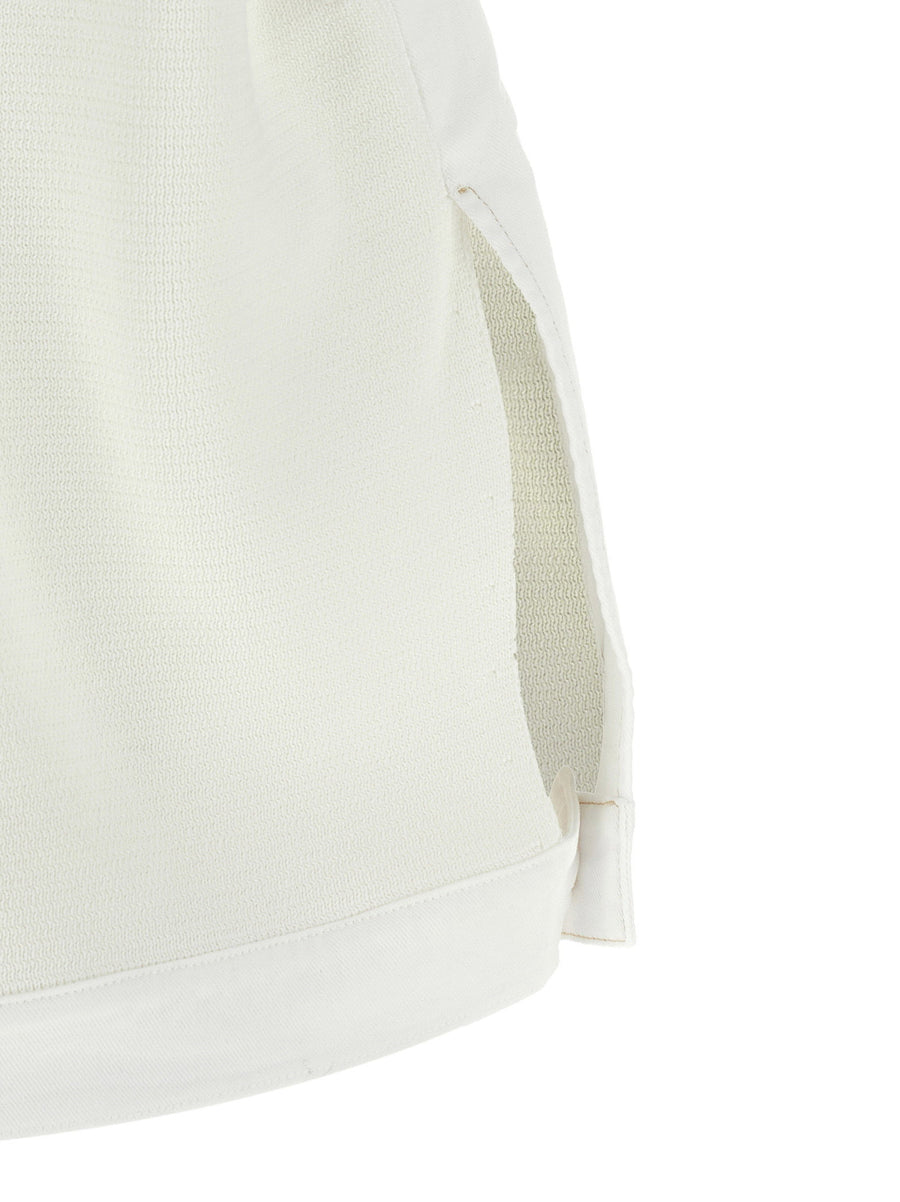 Fabiana Filippi Denim And Knit Vest For Women White Cotton Denim With Knit Back Panel Versatile Luxury Layer