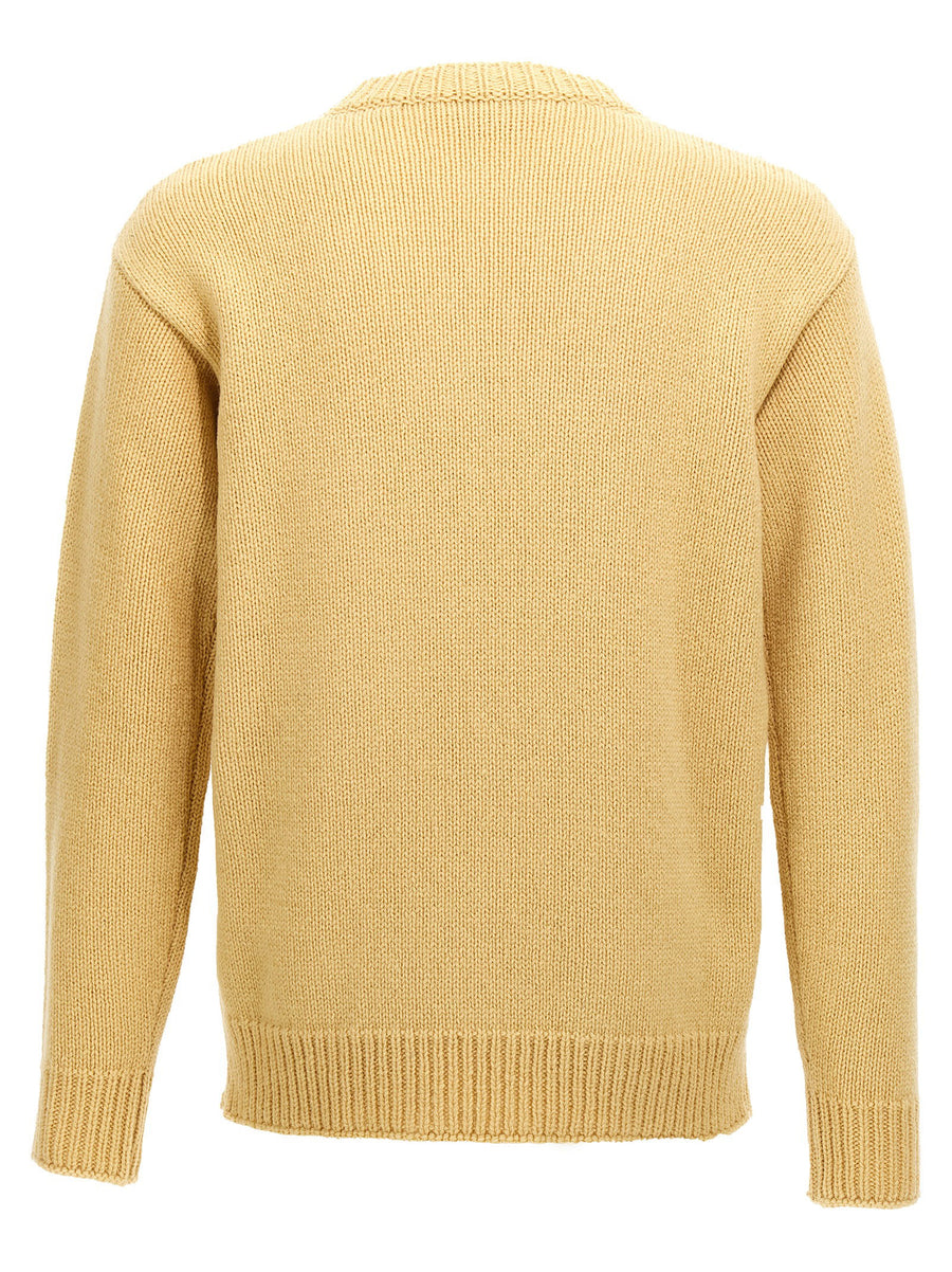 Marni Wool Sweater For Women Yellow 100 Percent Wool With Front Pocket And Shoulder Embroidery Luxury