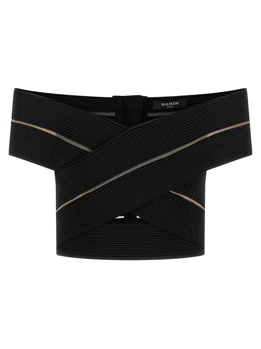 Balmain Off-the-shoulder Crop Top