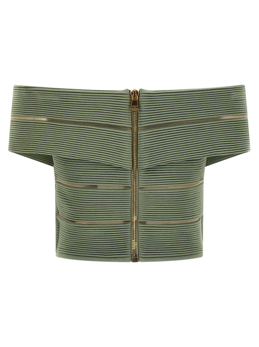 Balmain Off-the-shoulder Crop Top