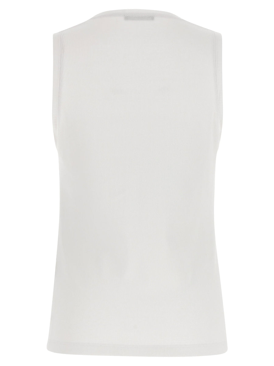 Balmain White One Hundred Percent Cotton Logo Embroidery Tank Top for Women