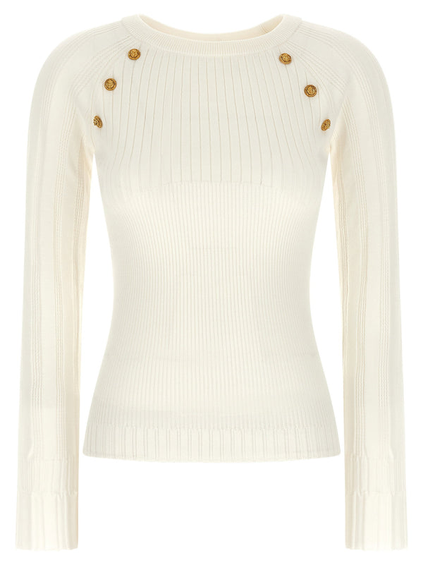 Balmain Three Button Lion Head Crew Neck Sweater For Women