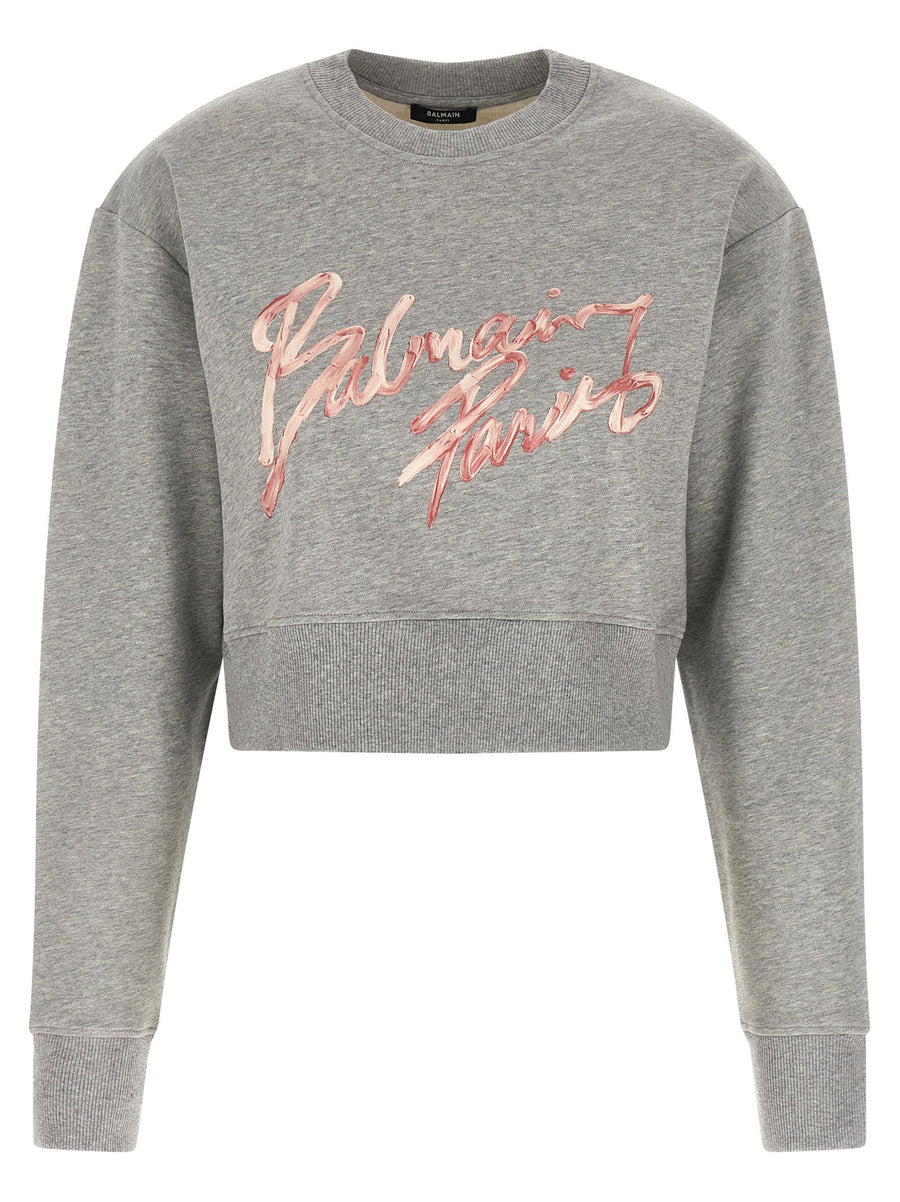 Balmain Paris Sweatshirt For Women Premium 100 Percent Cotton Front Cropped Logo Print