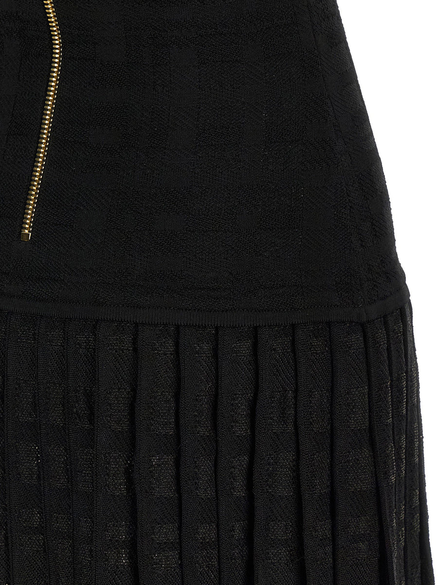 Balmain Tartan Knit Dress Bold Mini For Women Lion Buttons
