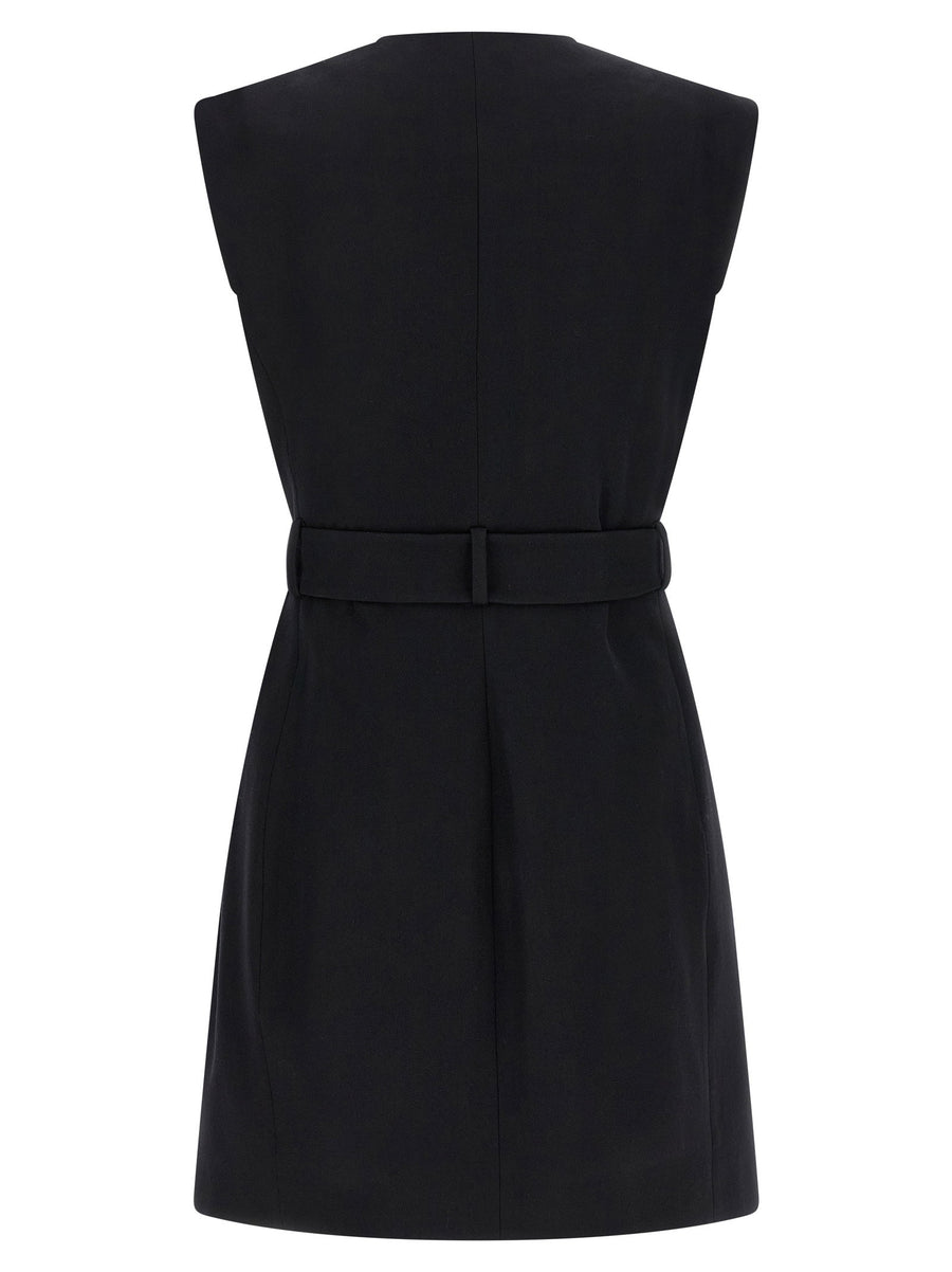 Balmain Wrap Dress For Women Luxe 100 Percent Virgin Wool With V Neck And Removable Anthem Buckle Belt