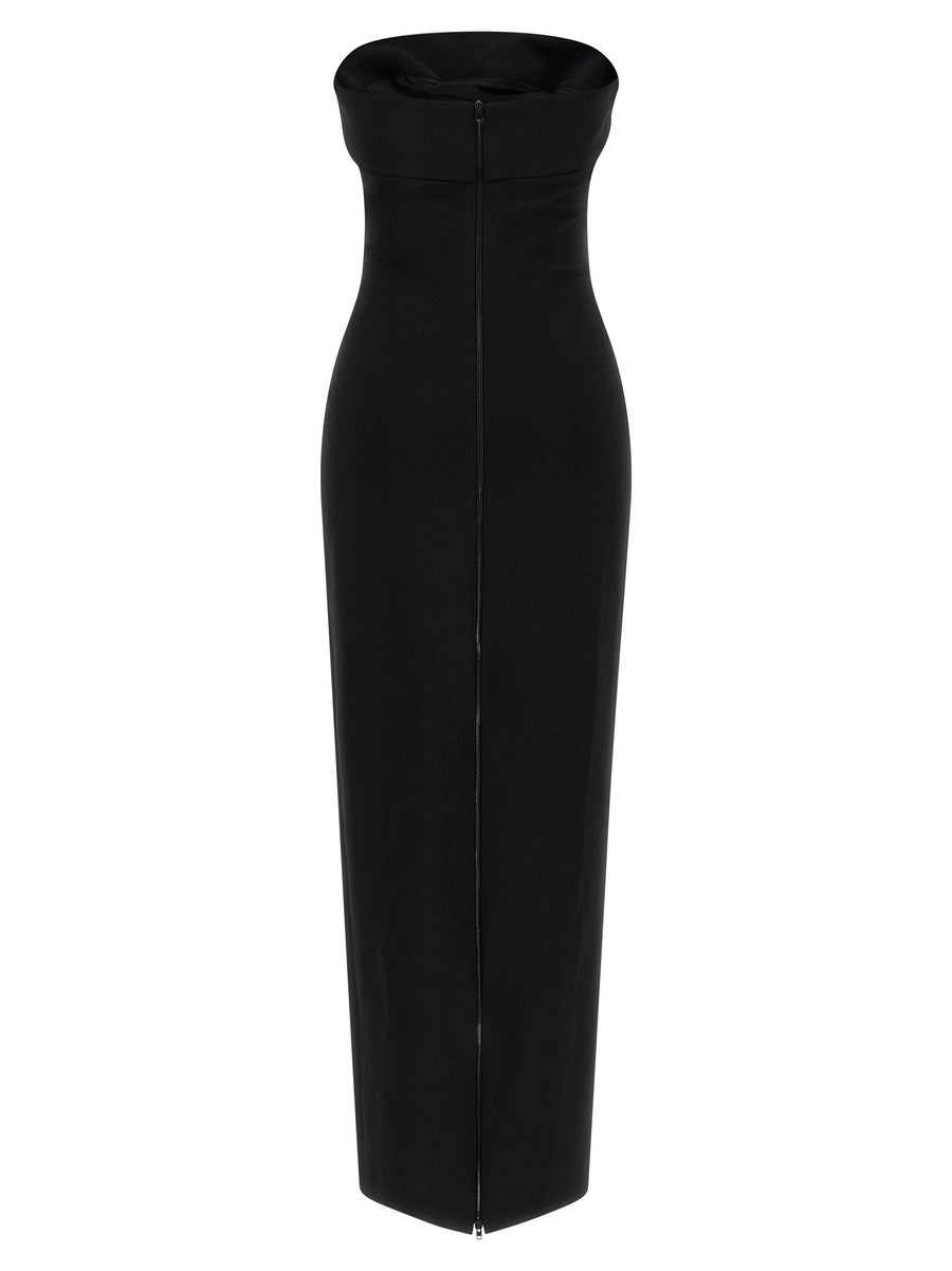 Balmain Belt Dress Black Maxi Gown With Corset Shaping And Gold Buckle For Elegant Evenings