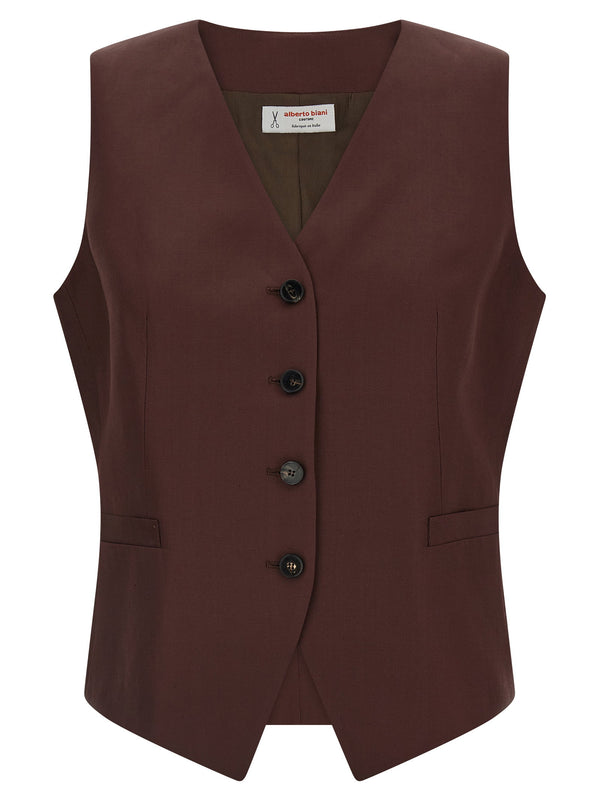 Alberto Biani Viscose Linen Vest For Women Breathable Lightweight Layering Piece With Draped Silhouette