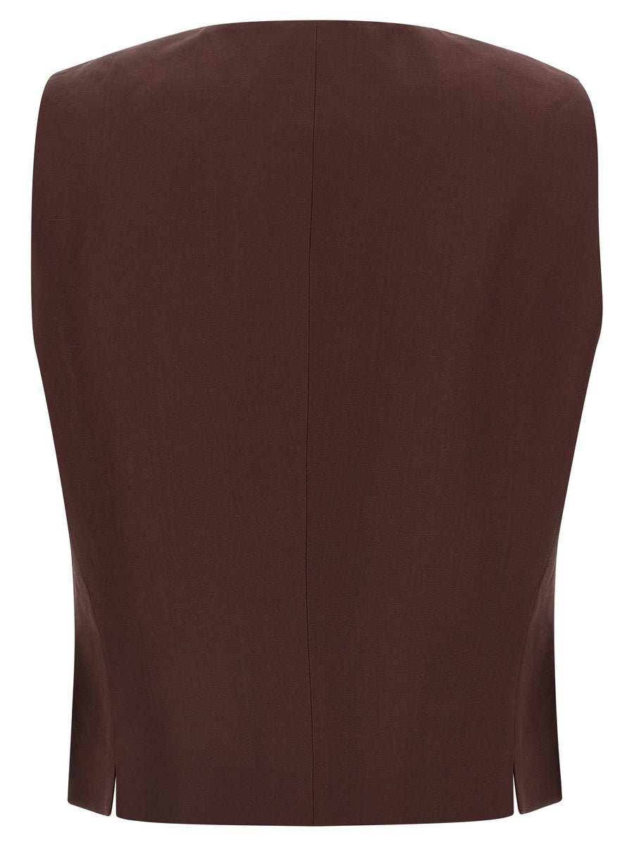 Alberto Biani Viscose Linen Vest For Women Breathable Lightweight Layering Piece With Draped Silhouette