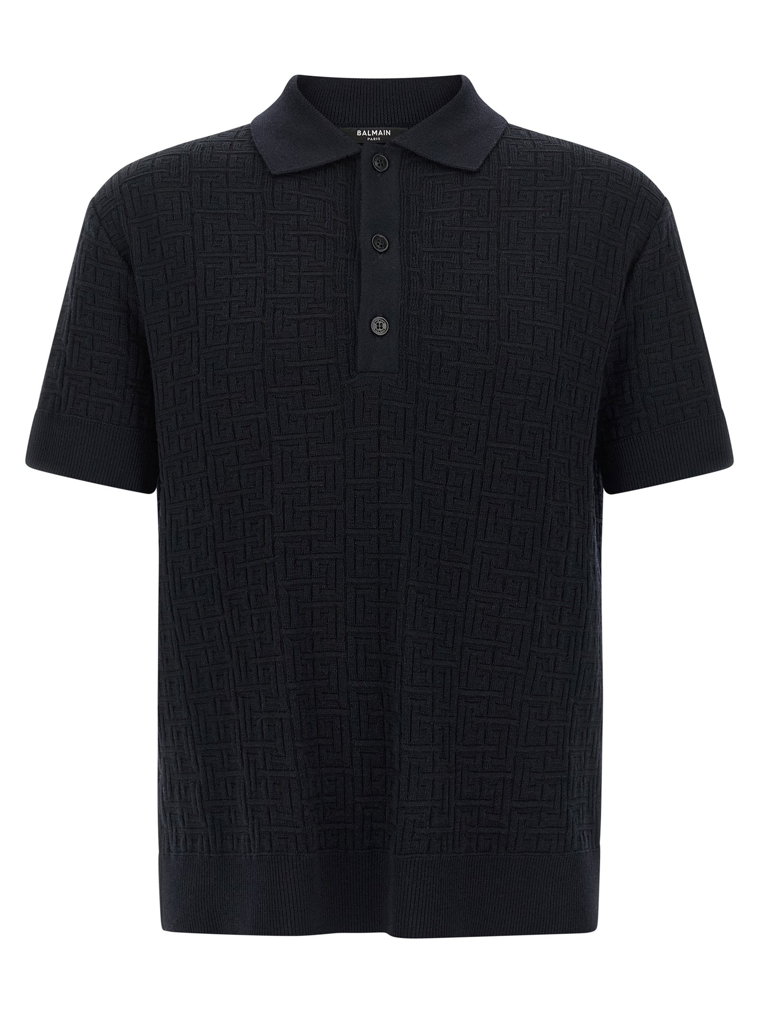 Balmain Monogram Knit Polo Shirt