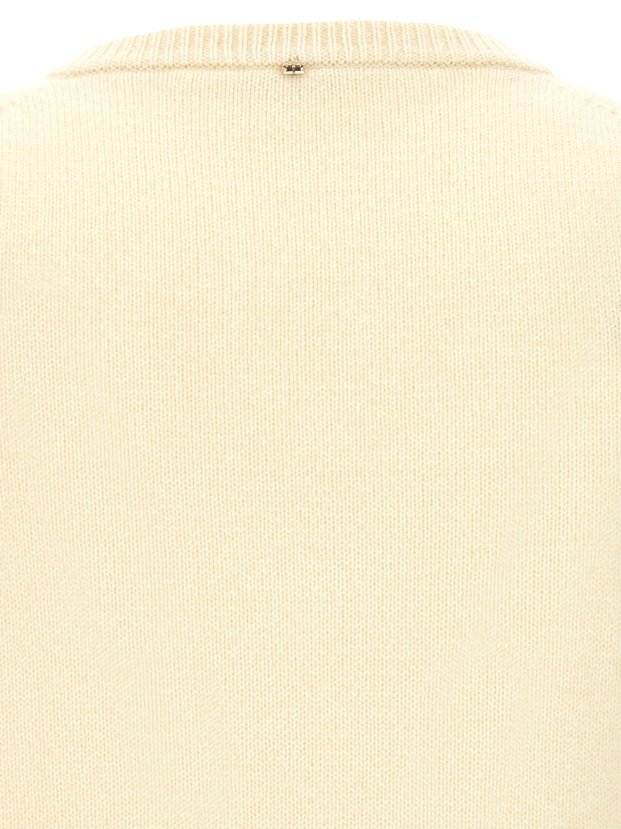Sportmax Gimmy Vest Women Luxurious Wool Cashmere Layering Piece With V Neck Yellow Accent True To Size