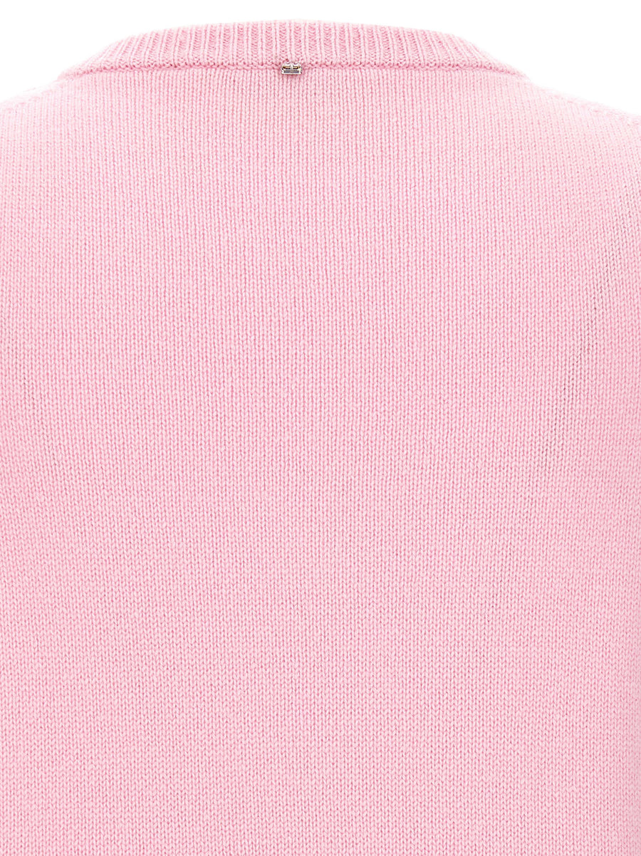 Sportmax Gimmy Vest for Women Pink Wool Cashmere Luxury Knit V-Neck Office and Weekend Wear
