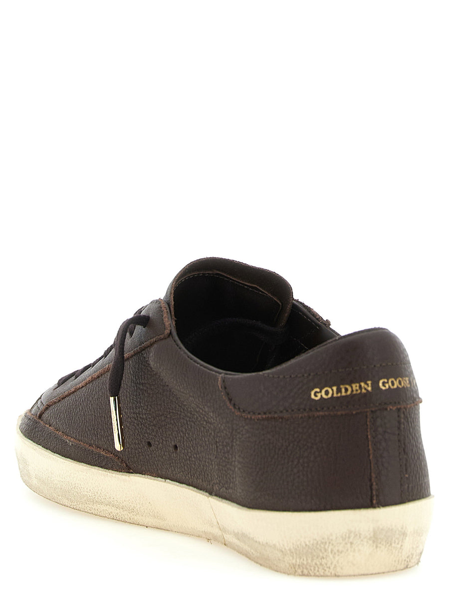 Golden Goose Super Star Brown Leather Sneakers With Star Detail