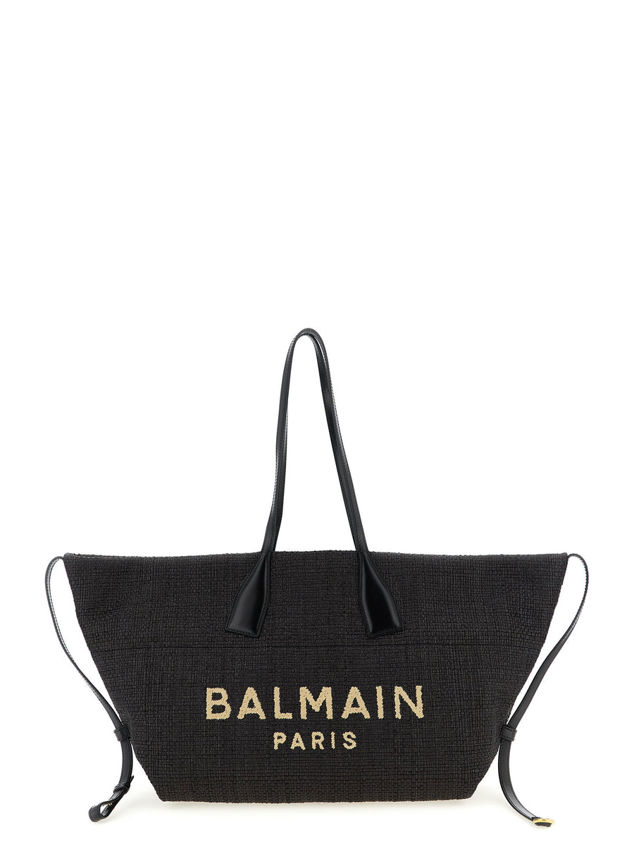 Balmain Track Shopping Bag For Women Black Polyamide Luxurious City Ready Bag With Practical Organization