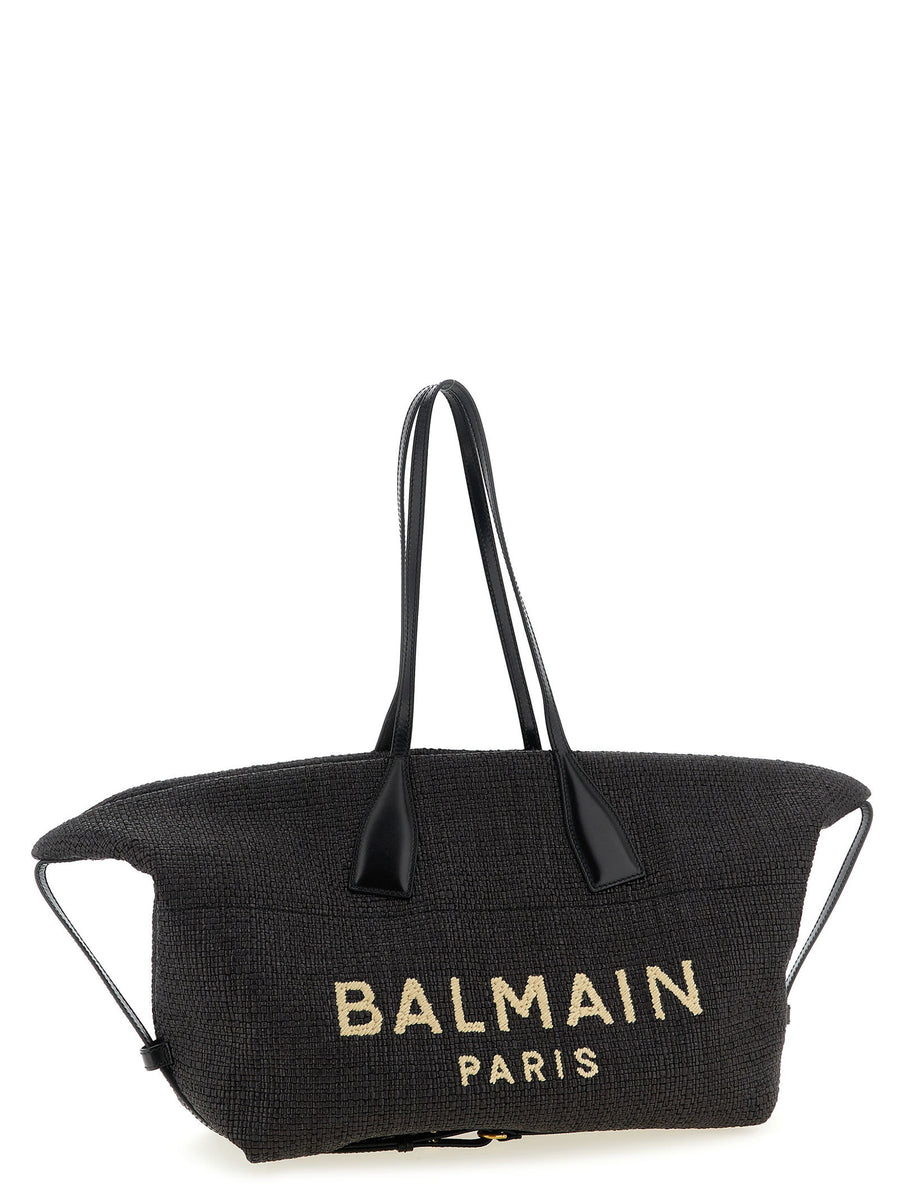 Balmain Track Shopping Bag For Women Black Polyamide Luxurious City Ready Bag With Practical Organization