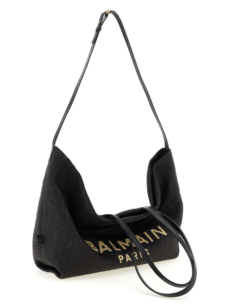 Balmain Track Shopping Bag For Women Black Polyamide Luxurious City Ready Bag With Practical Organization