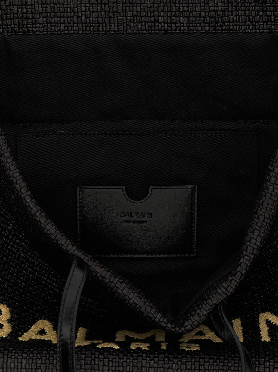 Balmain Track Shopping Bag For Women Black Polyamide Luxurious City Ready Bag With Practical Organization