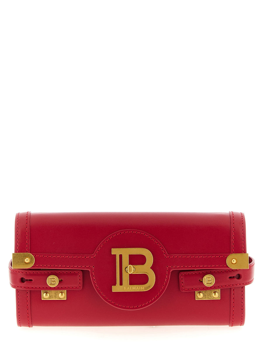 Balmain B-buzz 23 Clutch Fuchsia Calfskin Evening Bag With Removable Chain Strap For Women Luxury