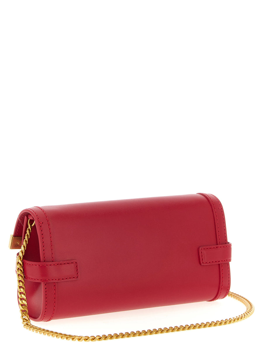 Balmain B-buzz 23 Clutch Fuchsia Calfskin Evening Bag With Removable Chain Strap For Women Luxury