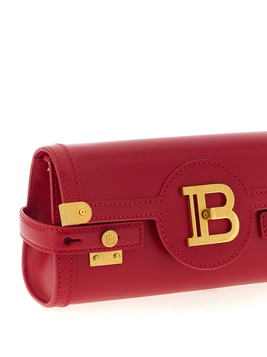 Balmain B-buzz 23 Clutch Fuchsia Calfskin Evening Bag With Removable Chain Strap For Women Luxury