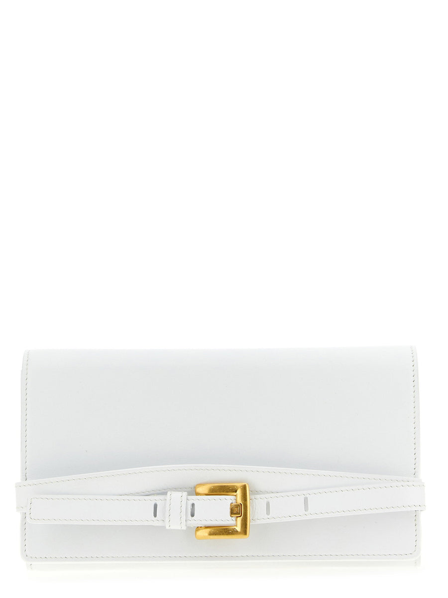 Balmain Shuffle Wallet Chain For Women White Calfskin Leather Removable Strap Luxury Accessory Versatile Day To Night