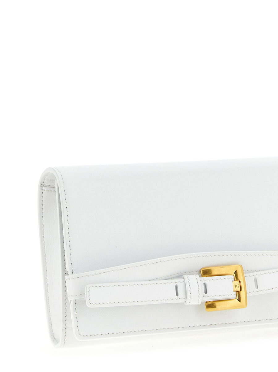 Balmain Shuffle Wallet Chain For Women White Calfskin Leather Removable Strap Luxury Accessory Versatile Day To Night