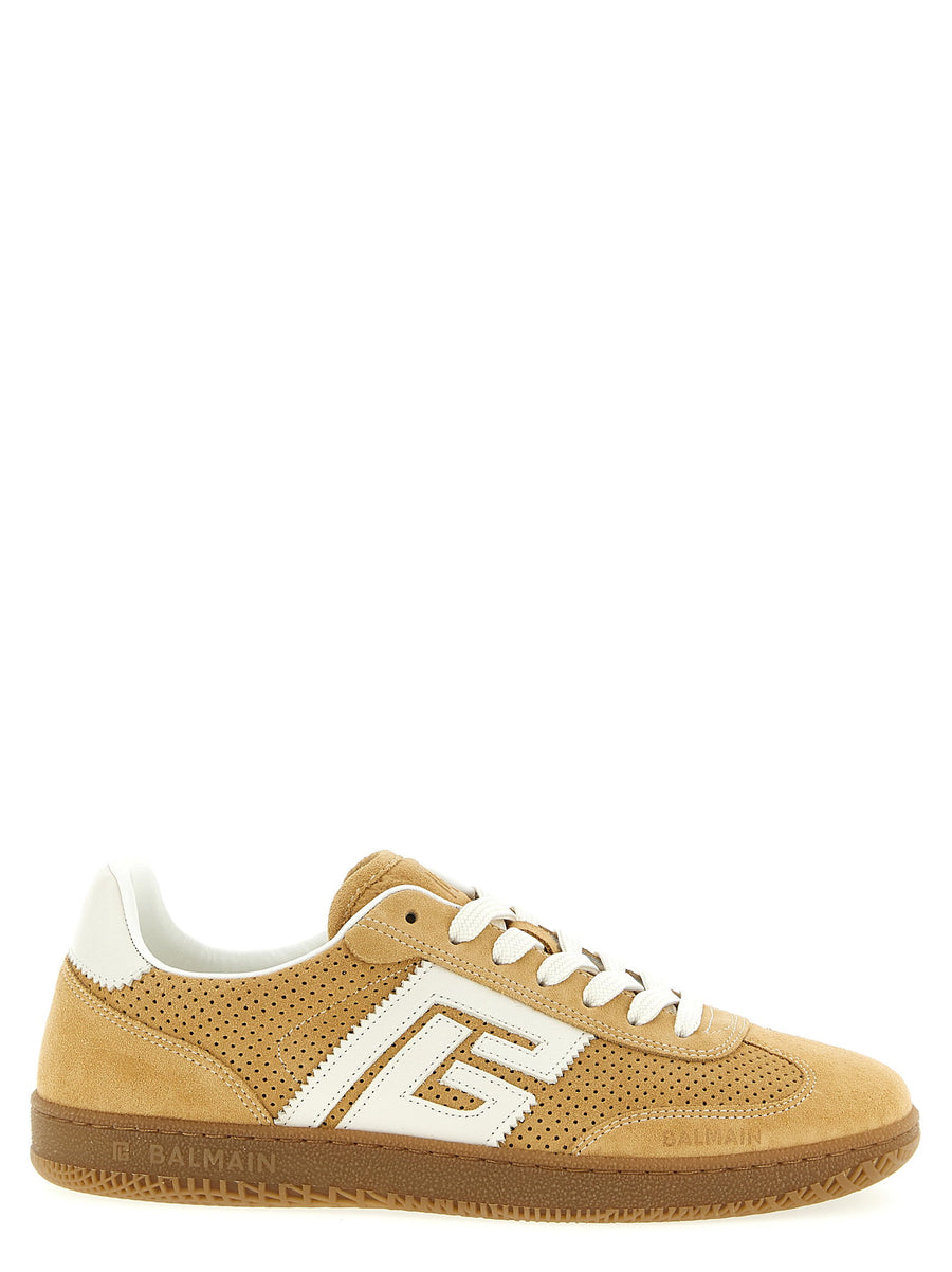 Balmain Suede Sneakers For Women Luxurious Beige Upper With Leather Inserts Spring Summer 2026