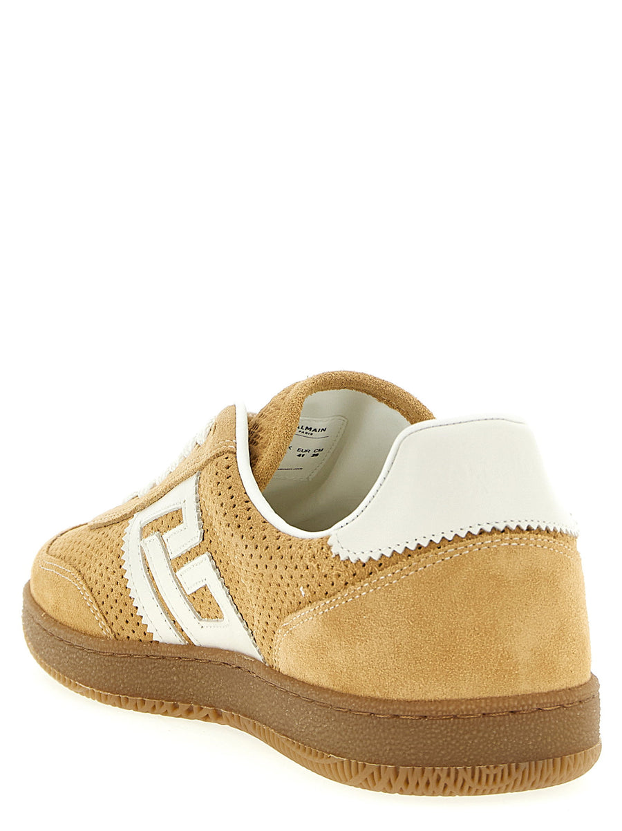 Balmain Suede Sneakers For Women Luxurious Beige Upper With Leather Inserts Spring Summer 2026