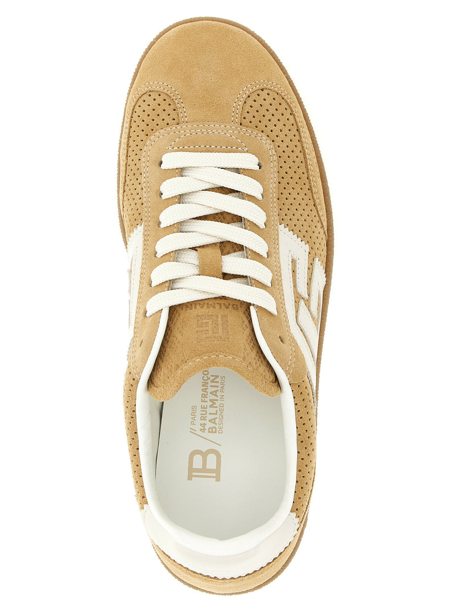 Balmain Suede Sneakers For Women Luxurious Beige Upper With Leather Inserts Spring Summer 2026
