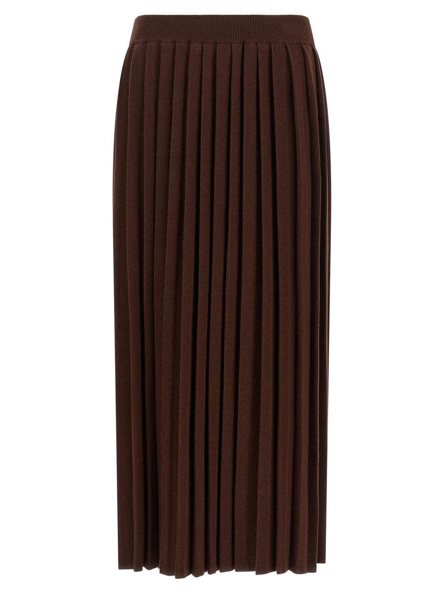 Fabiana Filippi Brown Virgin Wool Silk Cashmere Knitted Pleated Skirt