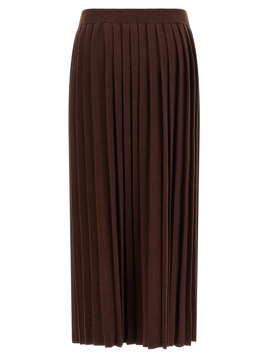 Fabiana Filippi Brown Virgin Wool Silk Cashmere Knitted Pleated Skirt